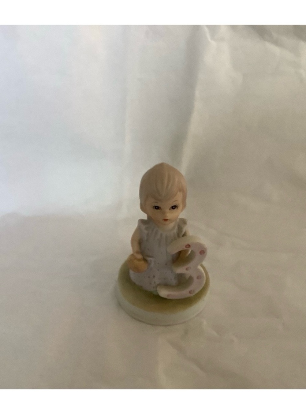 Lefton Porcelain Girl Figurine with Pink Polka-Dot Number 3